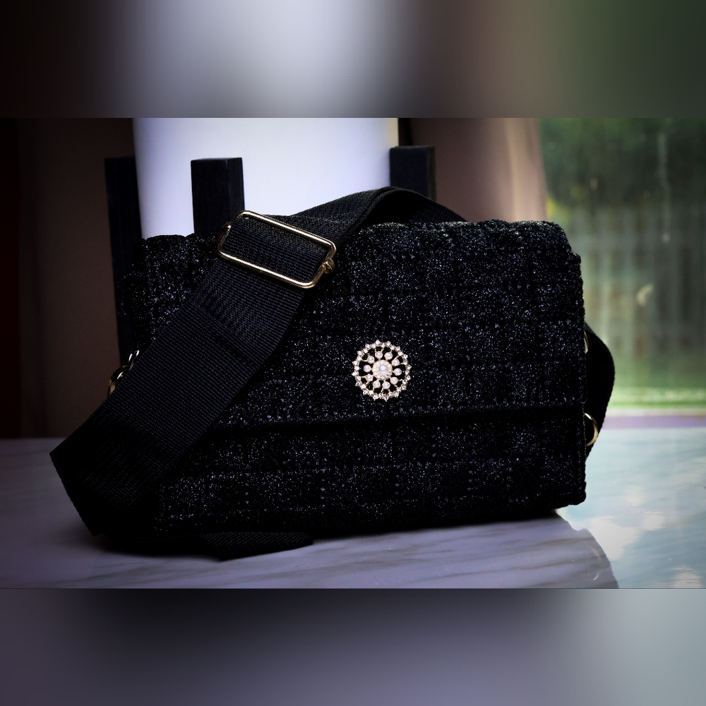 Elegant Black Women's Bag with Gold Accent